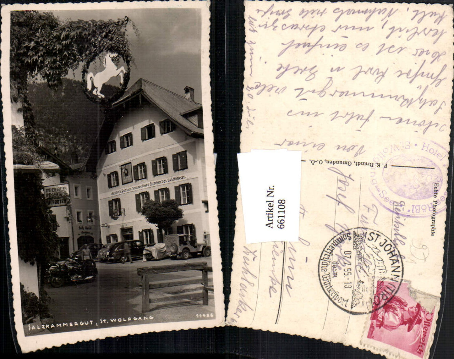 661108,Foto Ak St. Wolfgang im Salzkammergut Gasthof Weissen Hirsch pub Brandt 11456