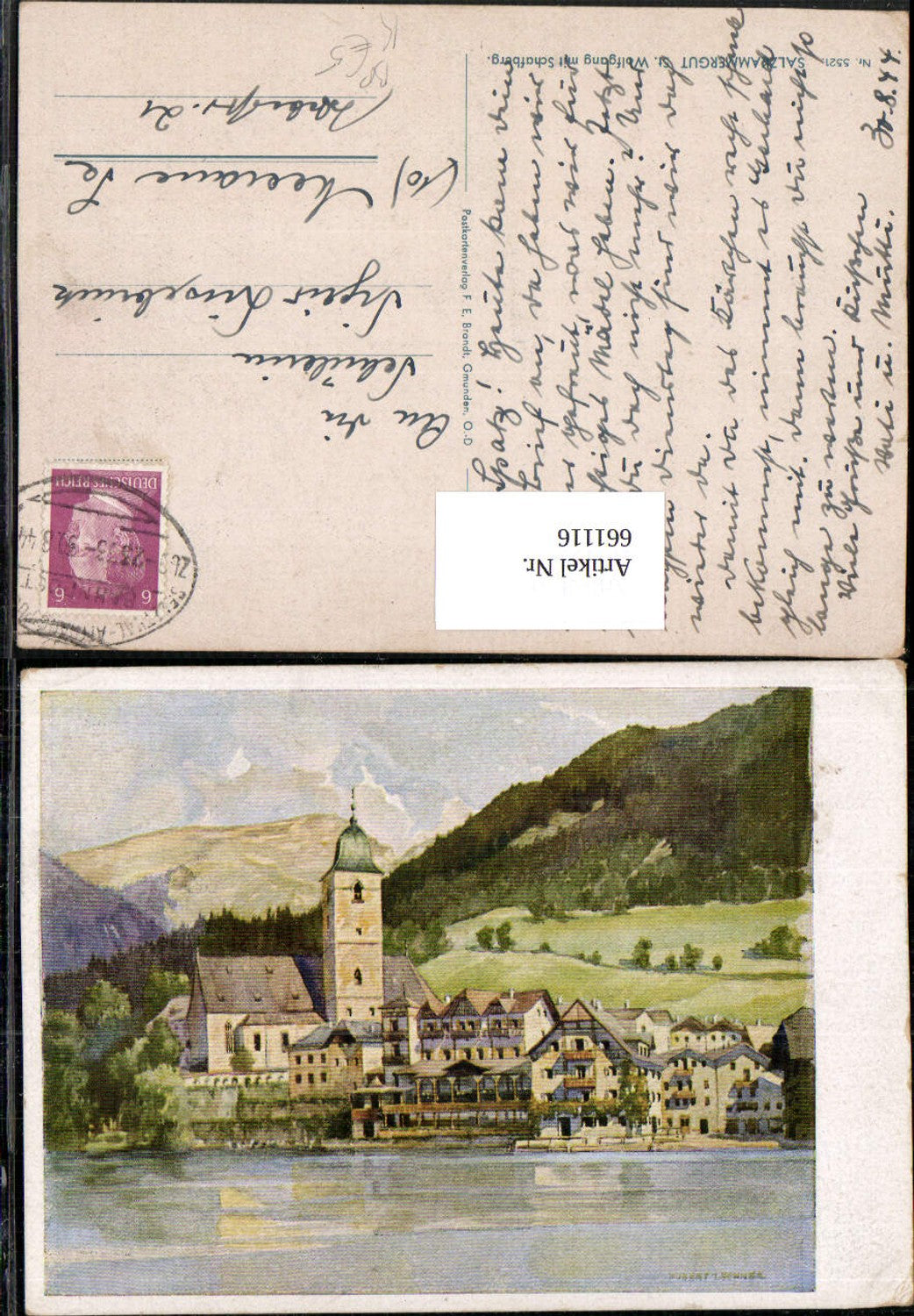 661116,Künstler Ak St. Wolfgang im Salzkammergut Bahnpost 2333 Selzthal Attnang-Puchheim