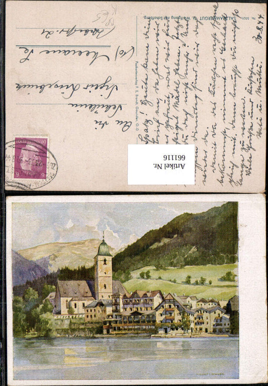 661116,Künstler Ak St. Wolfgang im Salzkammergut Bahnpost 2333 Selzthal Attnang-Puchheim