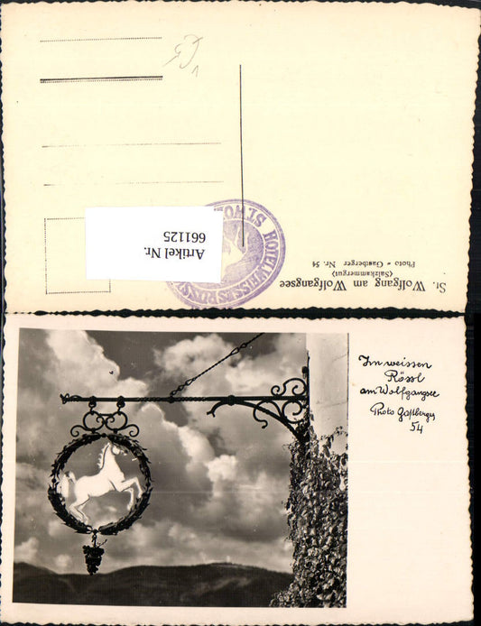 661125,Foto Ak St. Wolfgang im Salzkammergut Zum weissen Rössl pub Gastberger 54