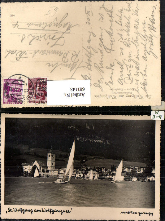 661143,Foto Ak St. Wolfgang im Salzkammergut Ansicht mit Segelboote pub Gastberger 18