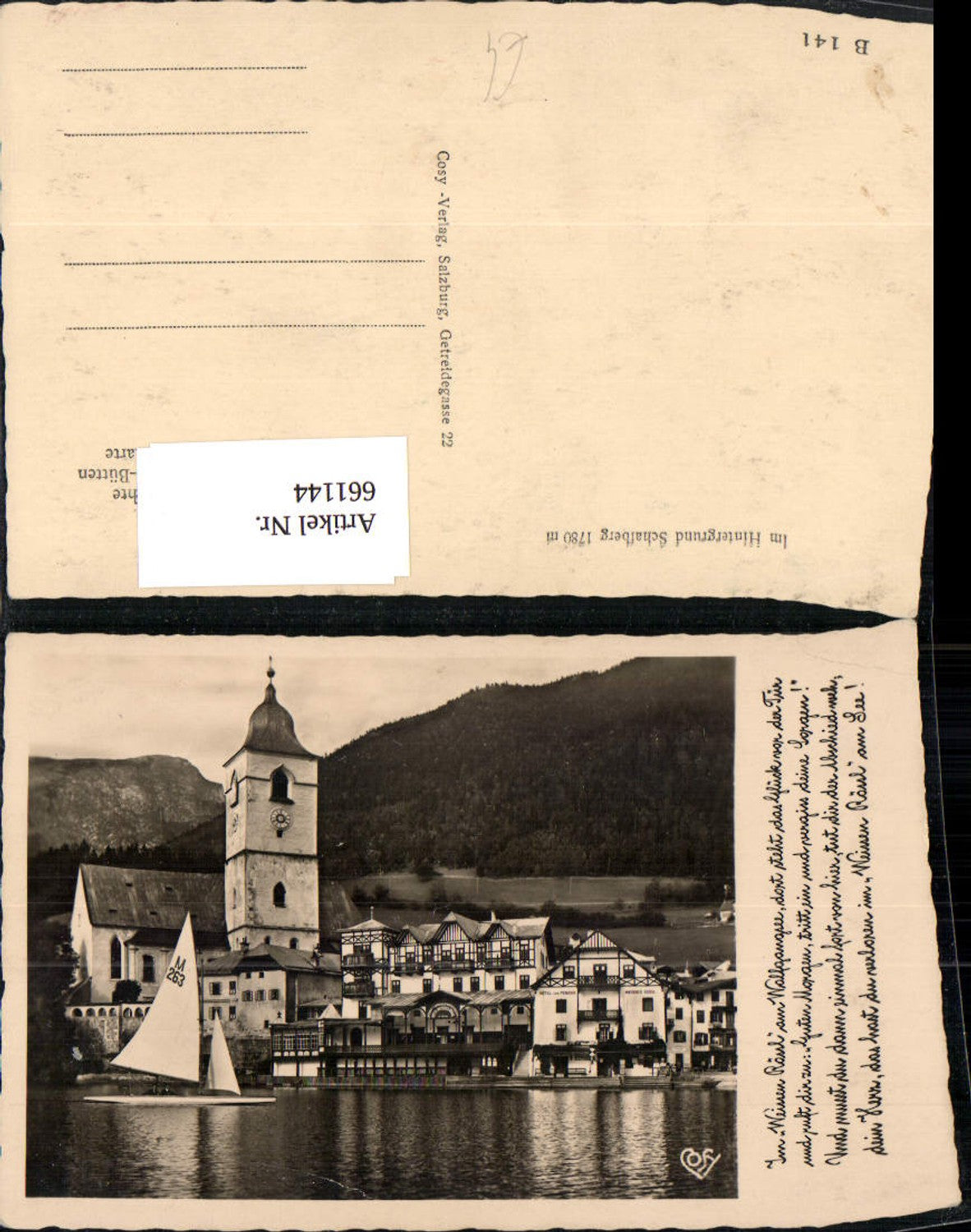 661144,Foto Ak St. Wolfgang im Salzkammergut Ansicht mit Segelboot