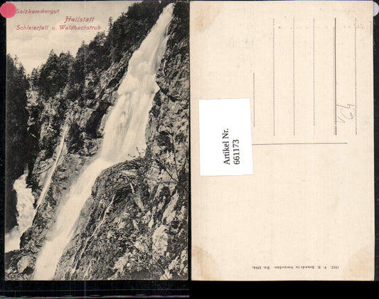 661173,Hallstatt Schleierfall u. Waldbachstrub Wasserfall pub F. E. Brandt 1944
