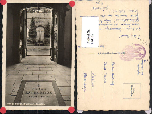 661187,Foto Ak Stift St Florian Bruckner-Gedenkstein