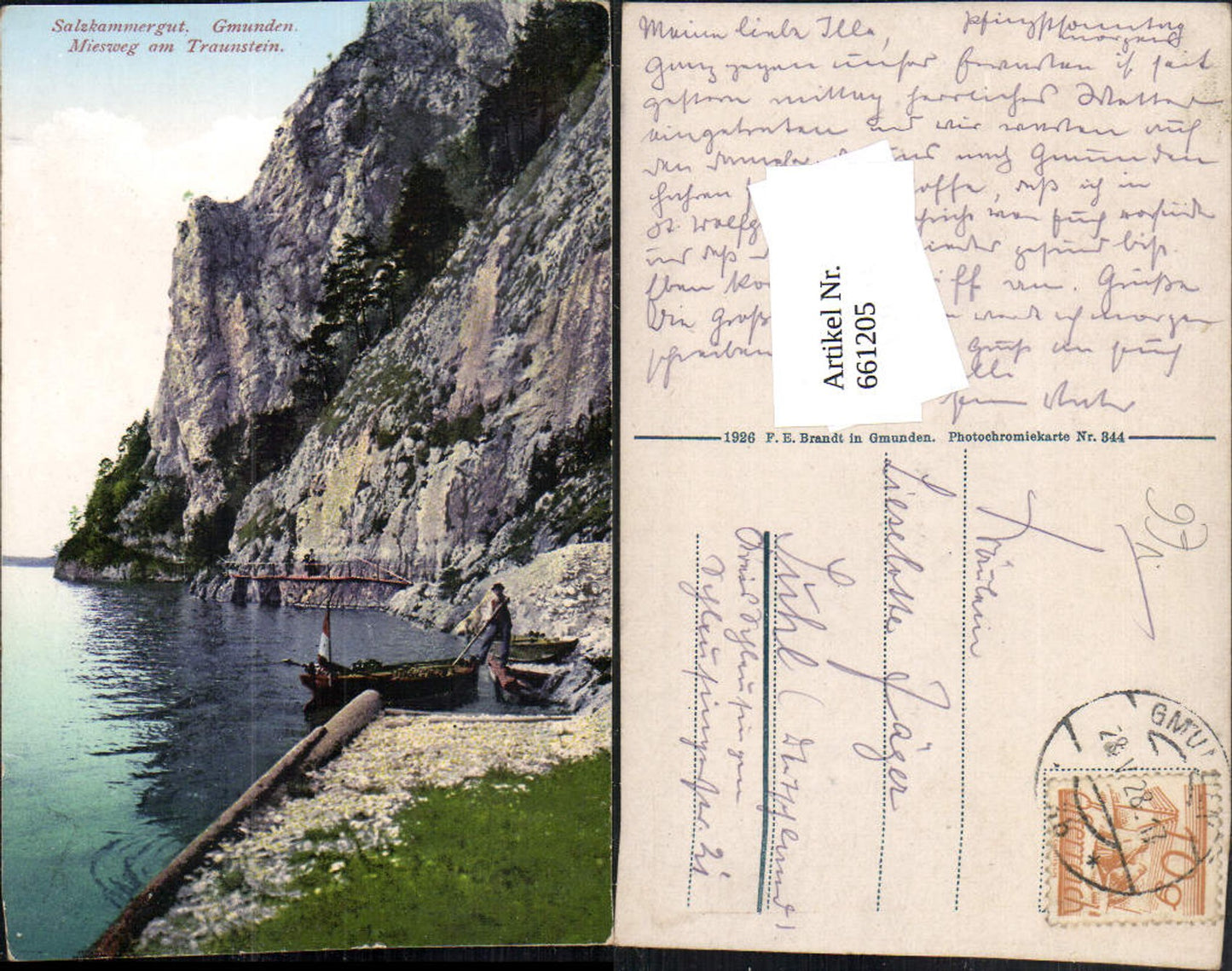 661205,Salzkammergut Gmunden Miesweg am Traunstein Boot pub F. E. Brandt 344