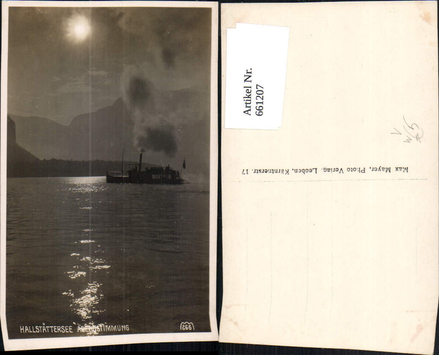661207,Foto Ak Hallstatt Hallstättersee Abendstimmung Schiff Dampfer pub Max Mayer 266