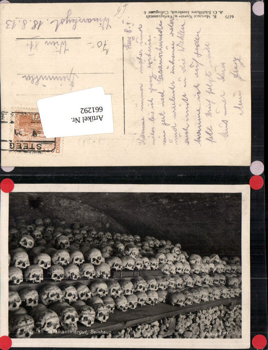 661292,Foto Ak Hallstatt Salzkammergut Beinhaus Tod Totenkopf