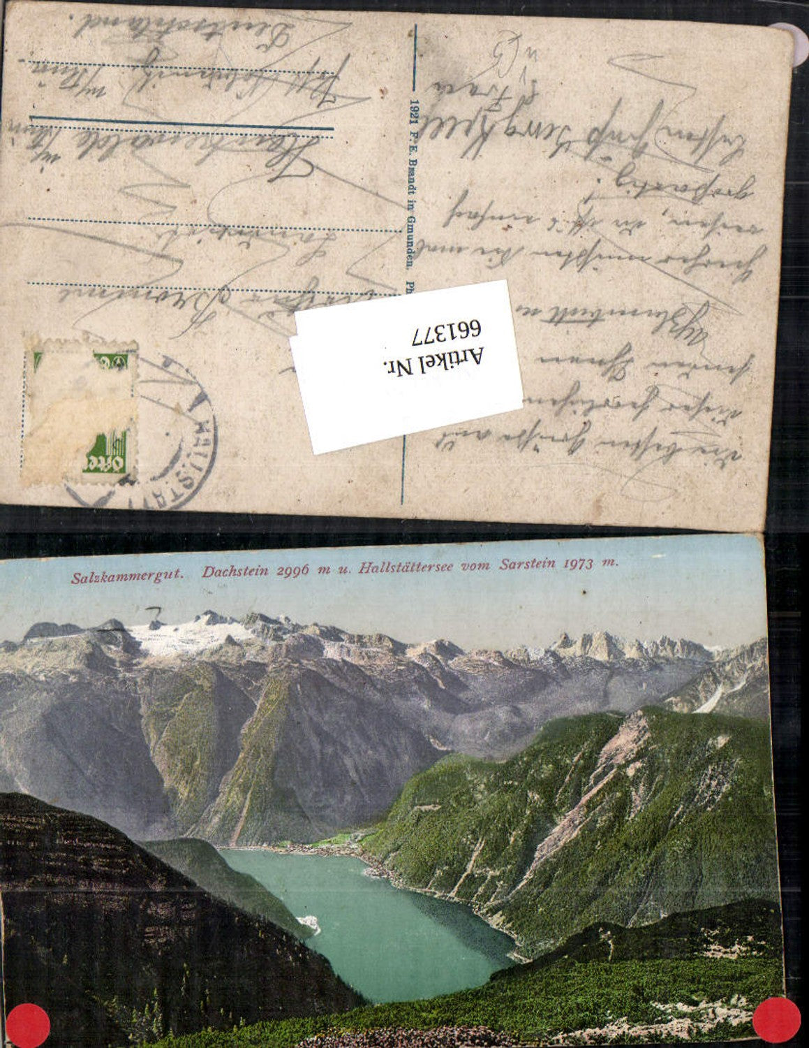 661377,Dachstein Hallstättersee v. Sarstein Hallstatt pub F. E. Brandt 1001