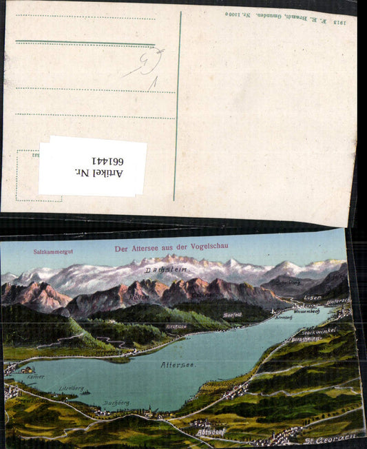 661441,Lagekarte Attersee Vogelschau Seewalchen am Attersee pub F. E. Brandt 1300c