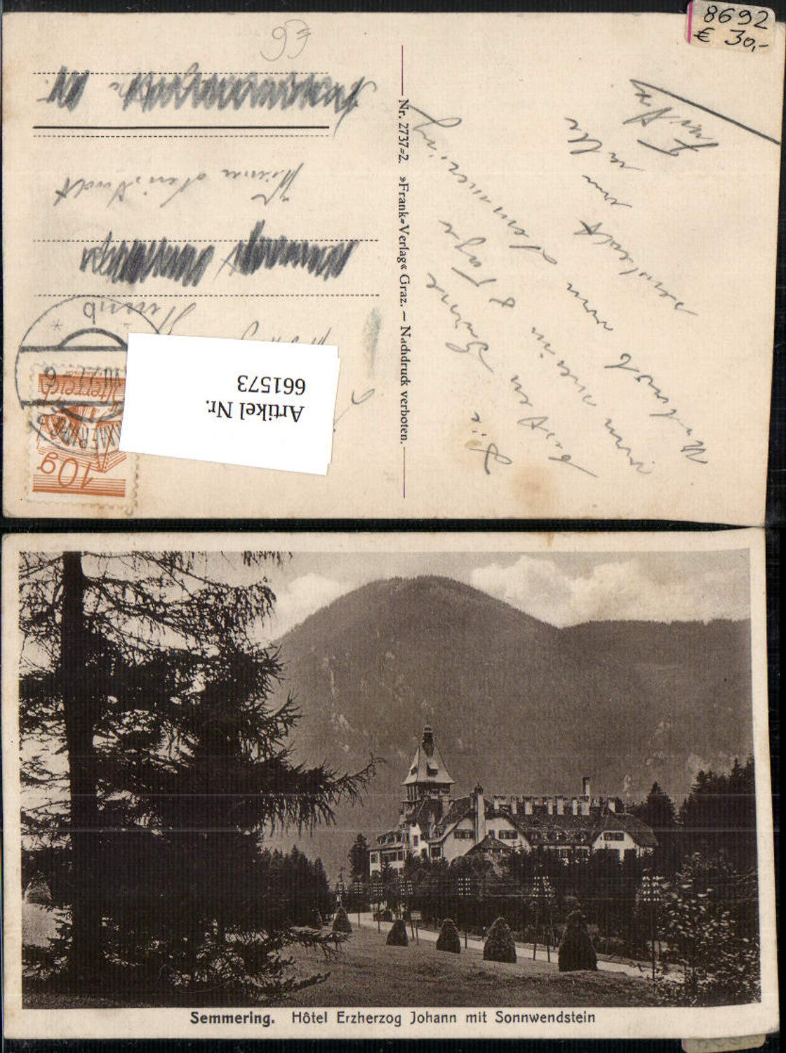 661573,Semmering Hotel Erzherzog Johann mit Sonnwendstein
