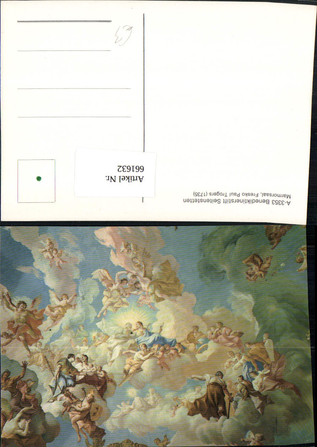 661632,Benediktinerstift Seitenstetten Marmorsaal Fresko Paul Trogers