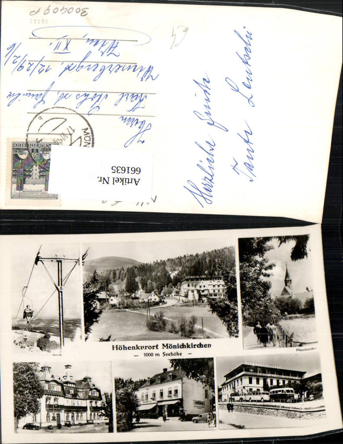 661635,Mehrbild Ak Mönichkirchen Sessellift Pfarrkirche Alpenhotel Lang