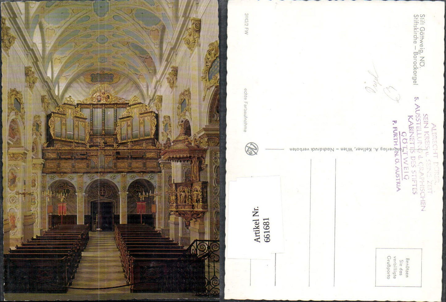 661681,Stift Göttweig Stiftskirche Barockorgel Orgel Furth bei Göttweig