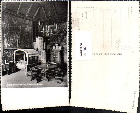 661682,Foto Ak Burg Kreuzenstein Fürstenzimmer Interieur Leobendorf Kachelofen Ofen