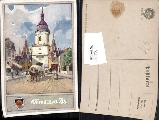 661700,Künstler Ak Krems a. d. Donau Kutsche pub Deutscher Schulverein 175