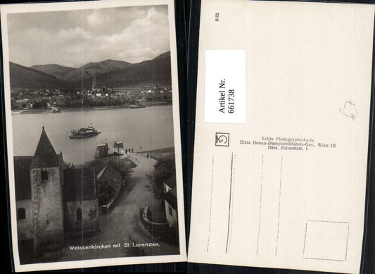 661738,Foto Ak Weißenkirchen mit St Lorenzen Wachau Schiff Dampfer