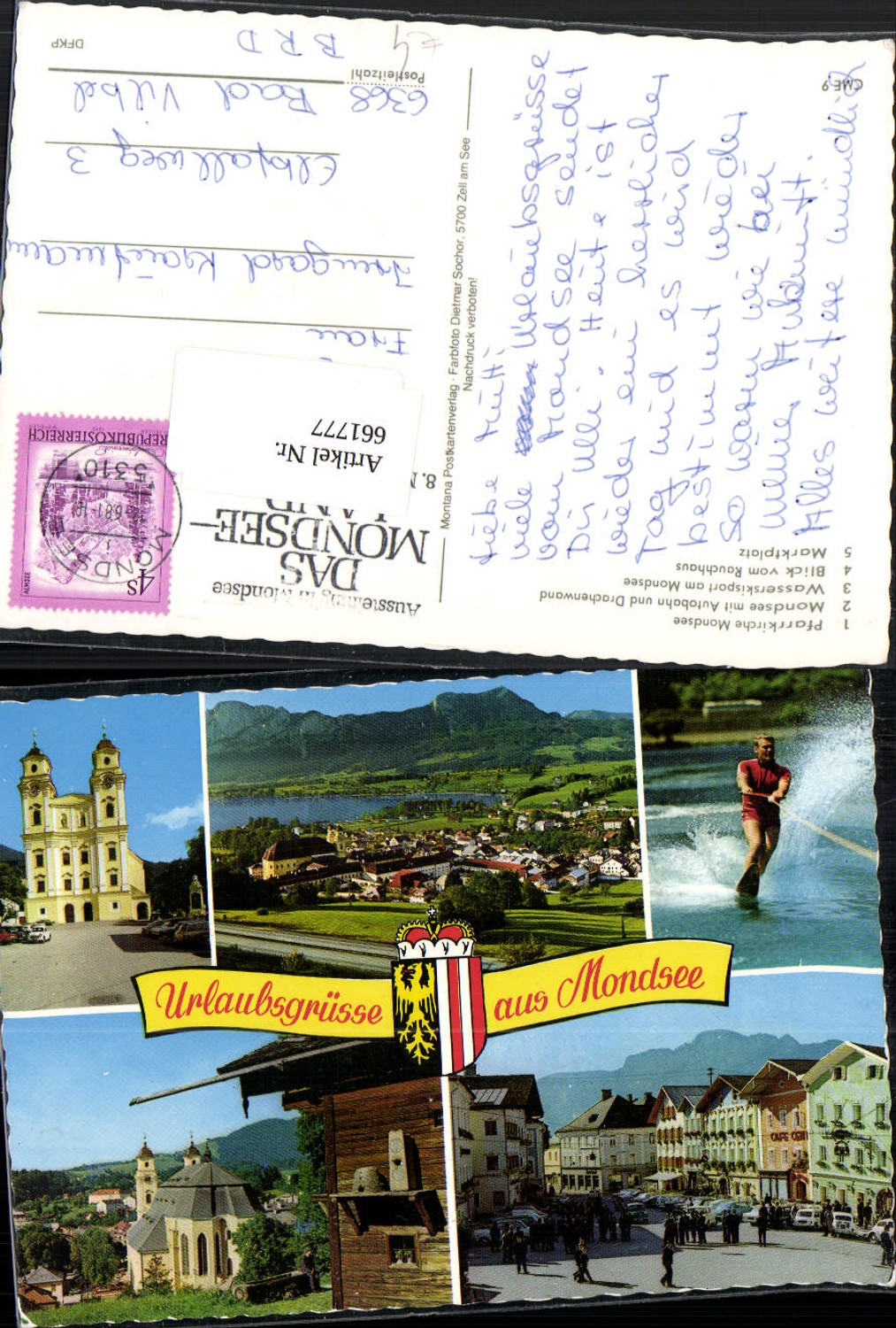 661777,Mehrbild Ak Mondsee Ansichten Wasserski Wassersport