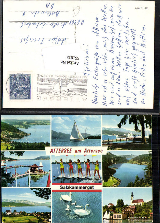 661812,Mehrbild Ak Attersee a. Attersee Wasserski Wassersport Segeln