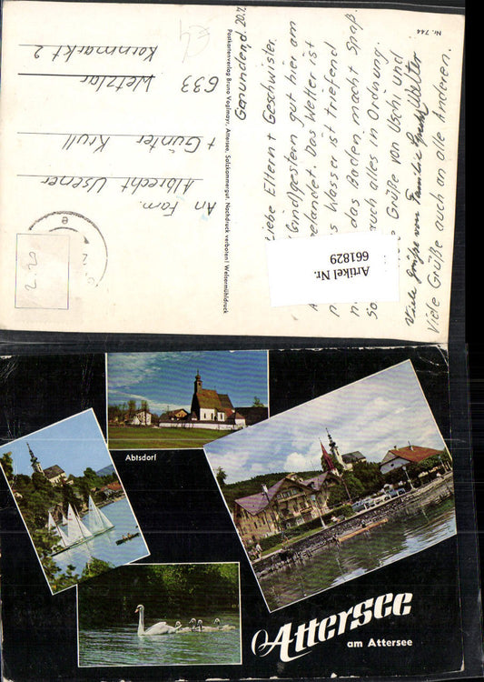 661829,Mehrbild Ak Attersee am Attersee Abtsdorf Segeln Schwan Schwäne
