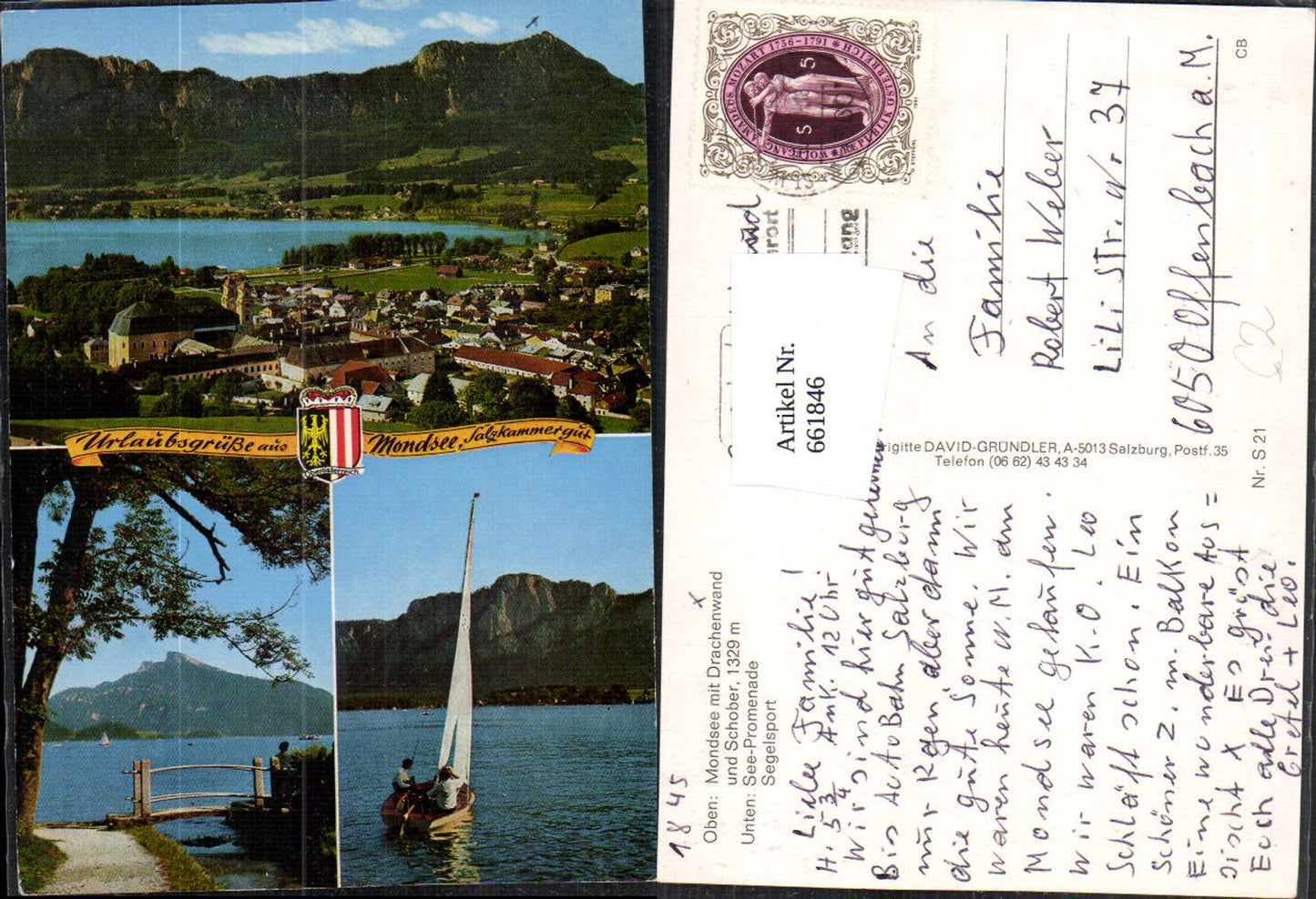 661846,Mehrbild Ak Mondsee mit Drachenwand u. Schober Seepromenade Segeln