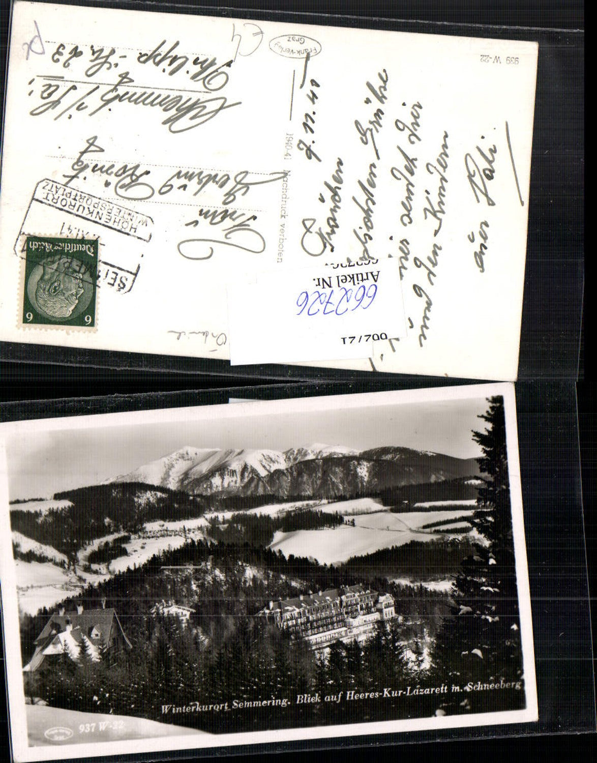 662726,Semmering Hotel Panhans Heeres Lazarett