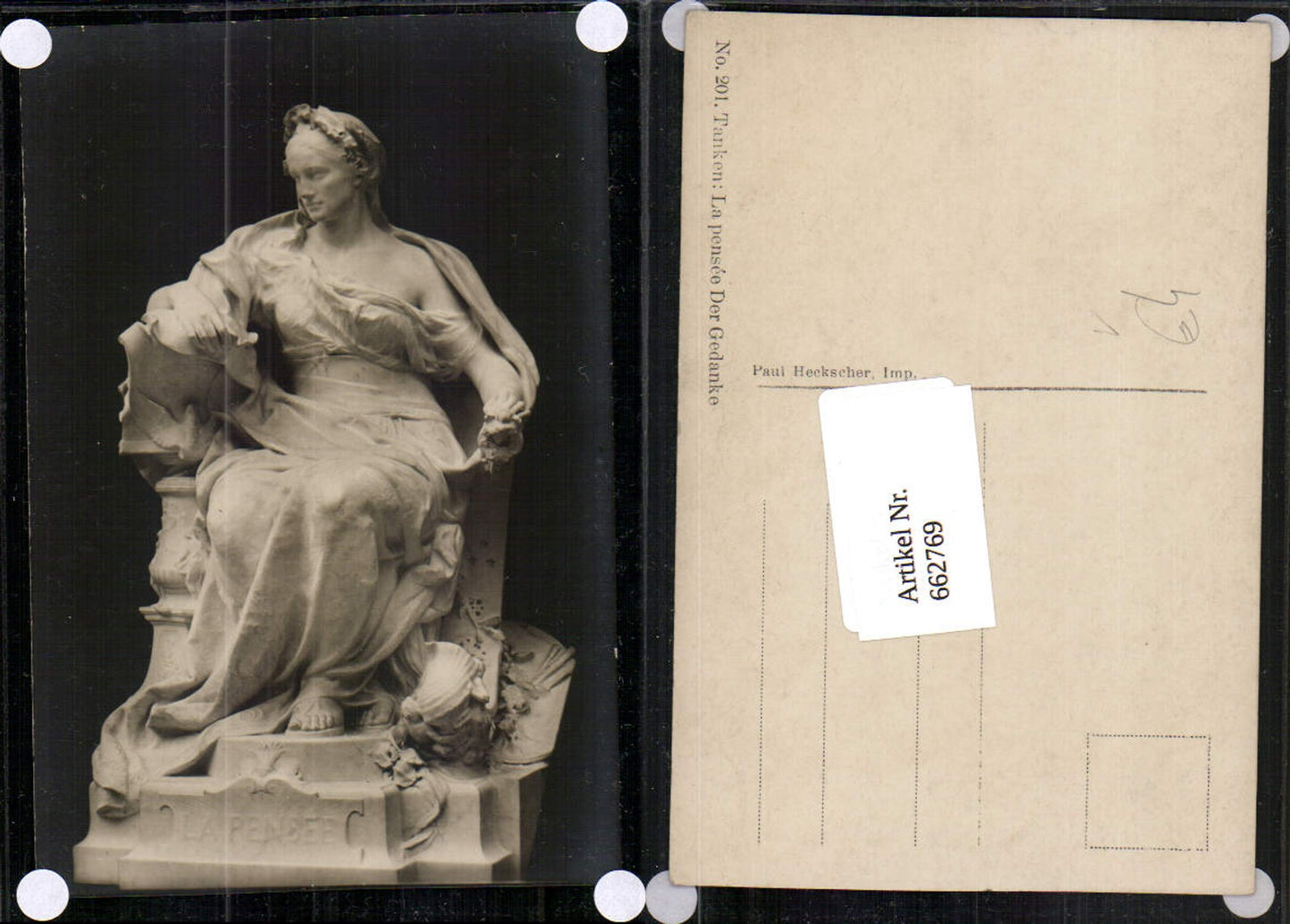 662769,Foto-AK Tanken La pensee  Der Gedanke Statue pub Paul Heckscher