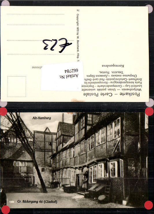 662784,seltene REPRO AK Alt Hamburg Eimsbüttel Gr. Bäckergang Glashof