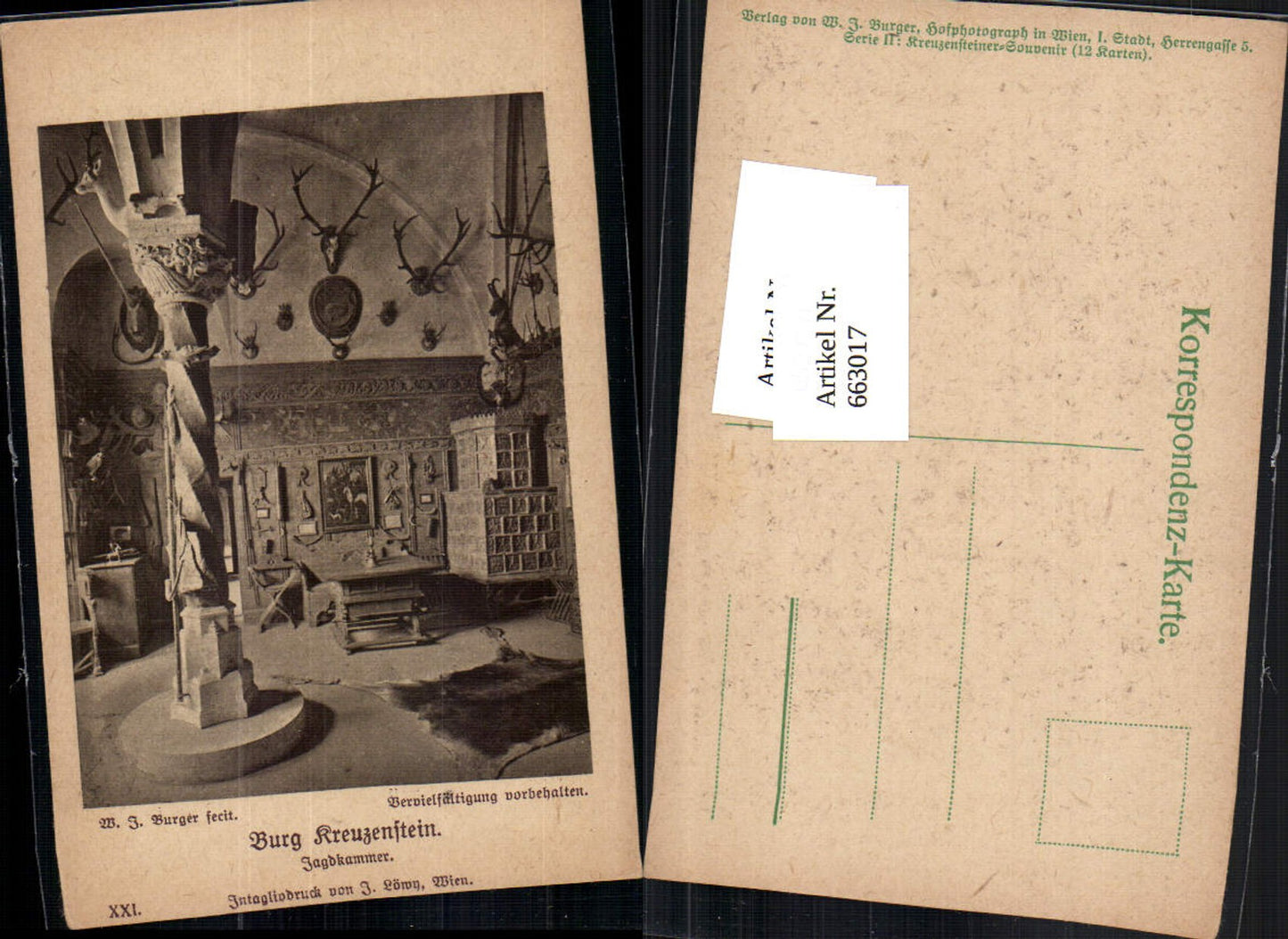 663017,W.J. Burger Burg Kreuzenstein Korneuburg Leobendorf Kachelofen Ofen