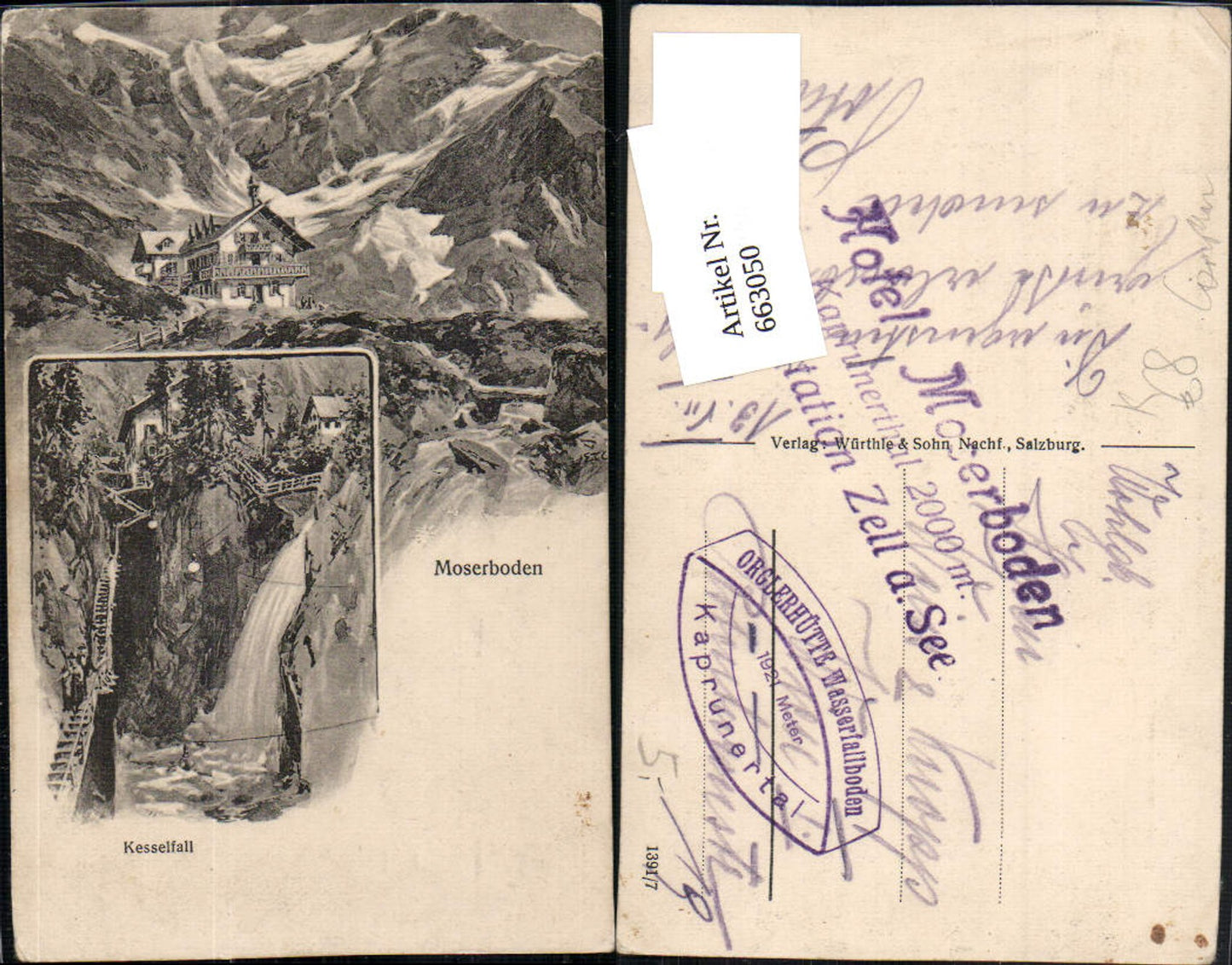 663050,Künstler AK E. T. Compton Kaprun Kesselfall Krimml