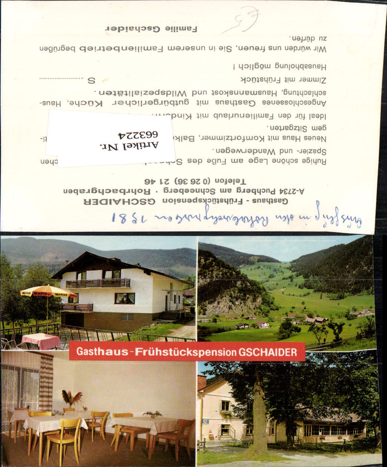 663224,Mehrbild Ak Puchberg am Schneeberg Gasthaus Pension Gschaider