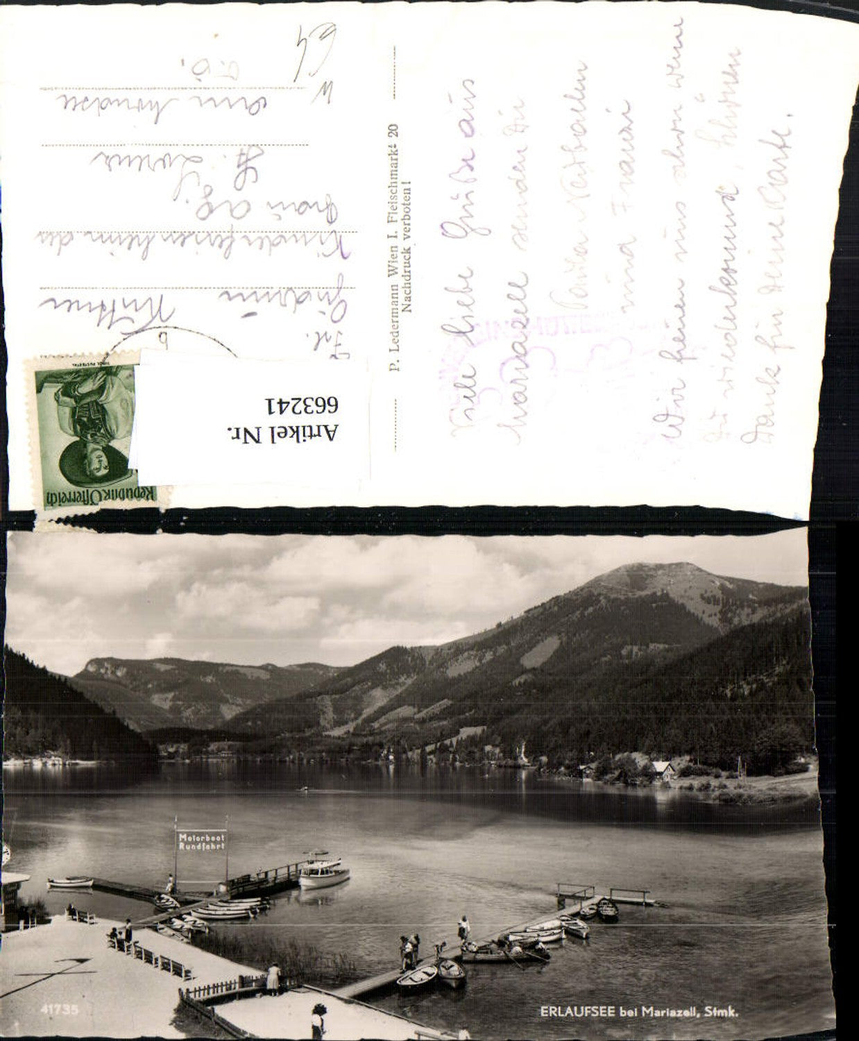 663241,Foto Ak Erlaufsee b. Mariazell Schiff Ruderboote Mitterbach am Erlaufsee