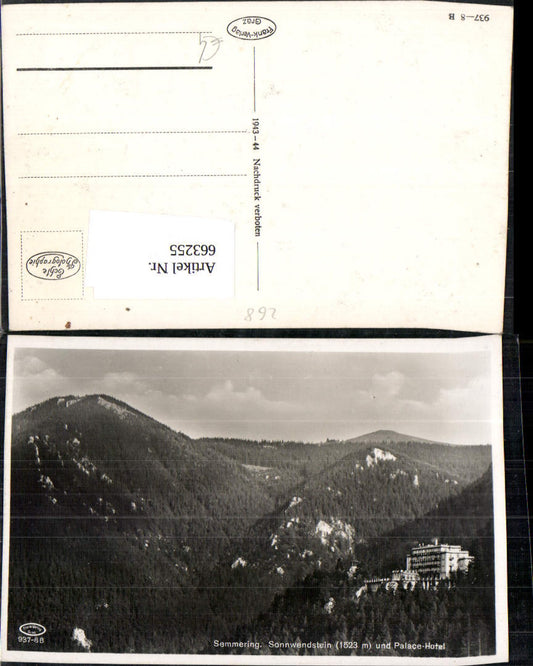 663255,Foto Ak Semmering Sonnwendstein u. Palace-Hotel