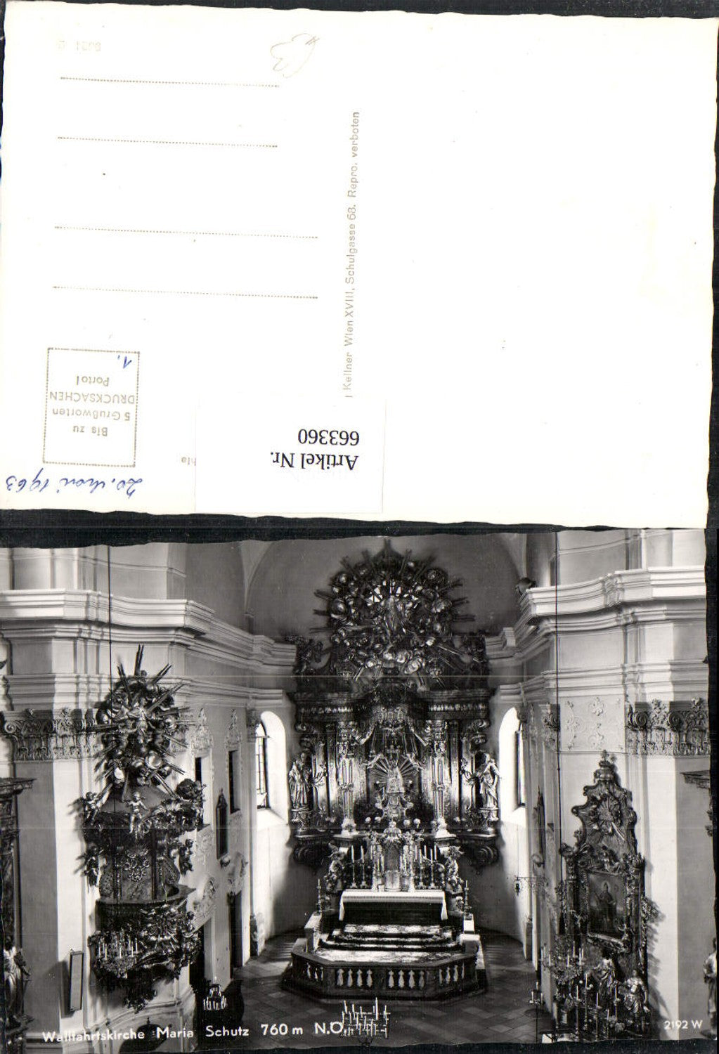 663360,Foto Ak Wallfahrtskirche Maria Schutz Altar Schottwien