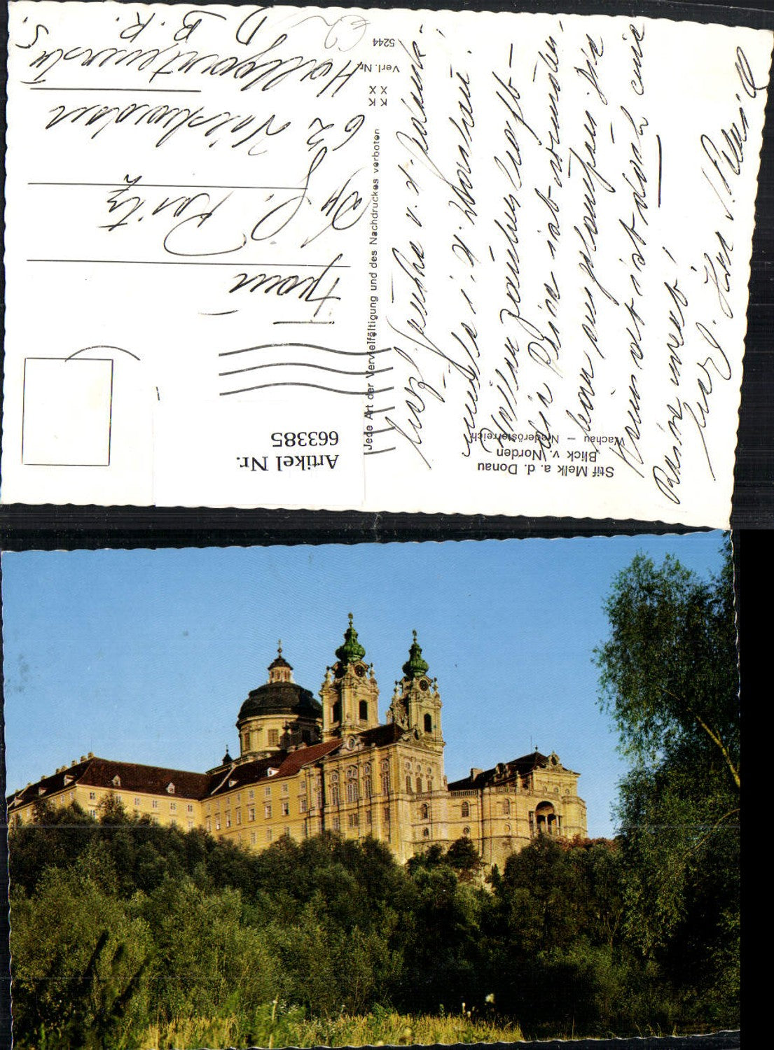 663385,Stift Melk a. d. Donau Blick v. Norden