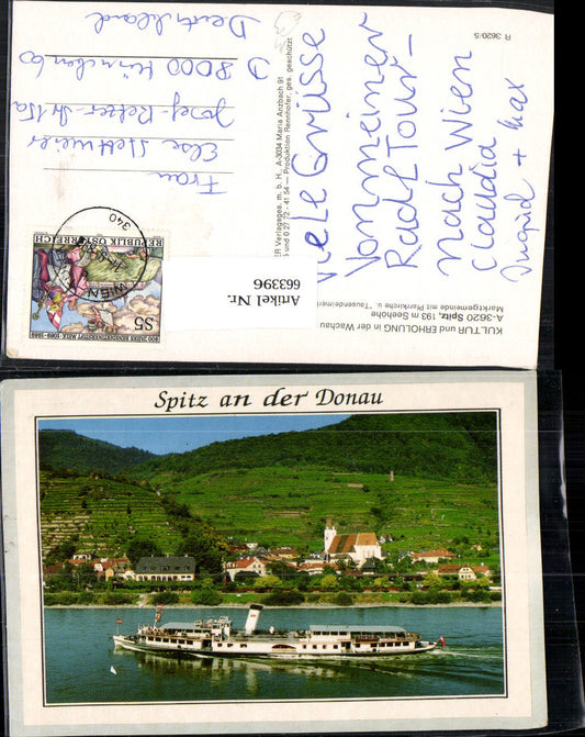663396,Spitz a. d. Donau Marktgemeinde mit Pfarrkirche Schiff Dampfer Schönbrunn