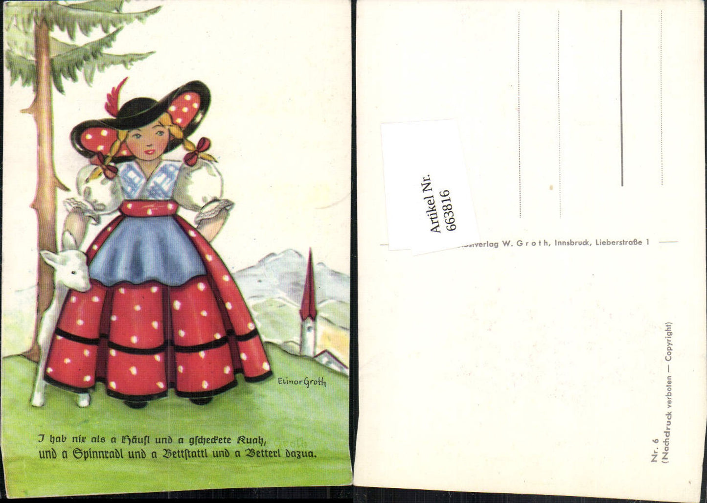 663816,Künstler AK Elinor Groth Kinder Mädchen Kind Tracht