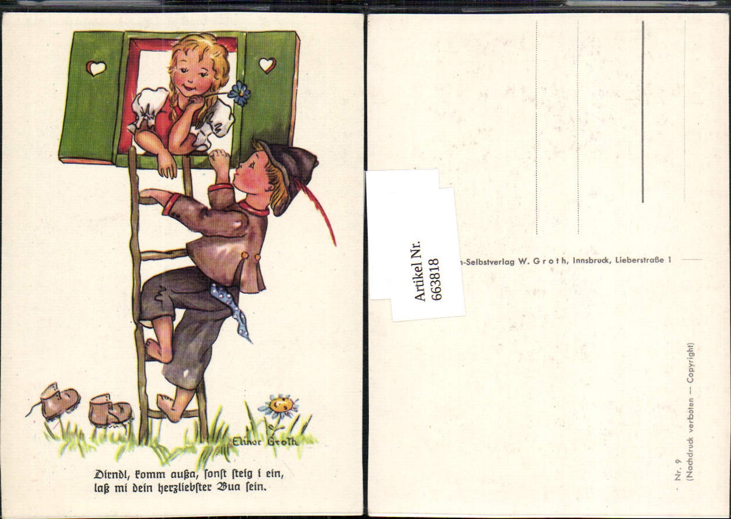 663818,Künstler AK Elinor Groth Kinder Mädchen Kind Tracht