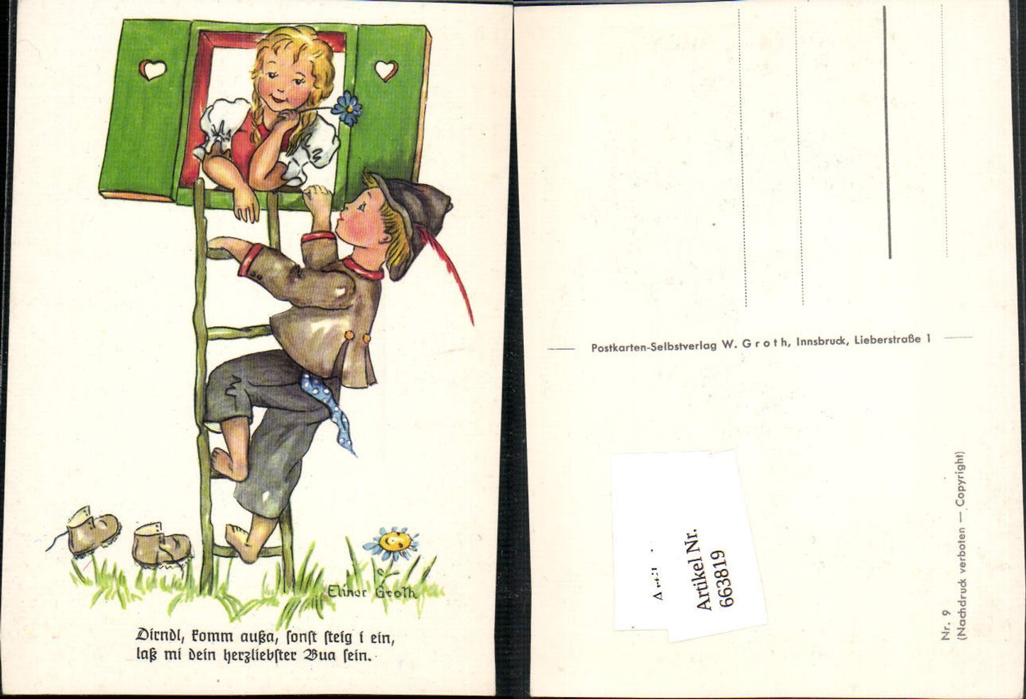 663819,Künstler AK Elinor Groth Kinder Mädchen Kind Tracht