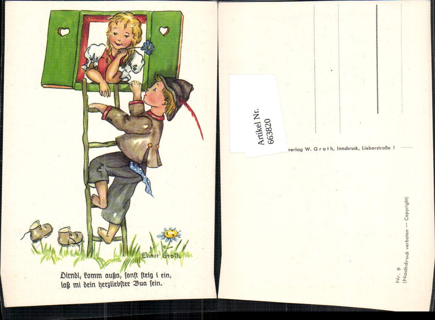 663820,Künstler AK Elinor Groth Kinder Mädchen Kind Tracht