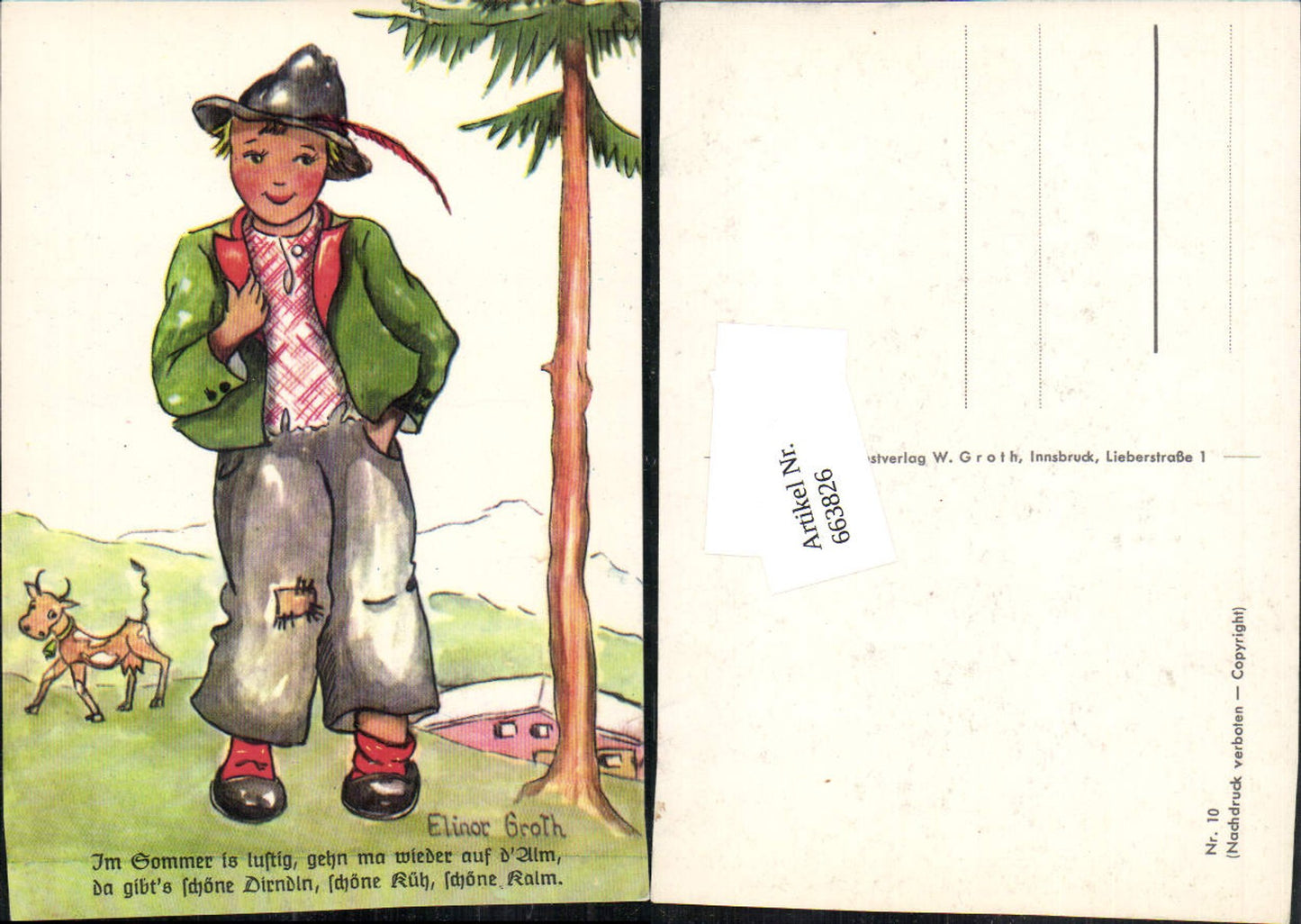 663826,Künstler AK Elinor Groth Kinder Mädchen Kind Tracht