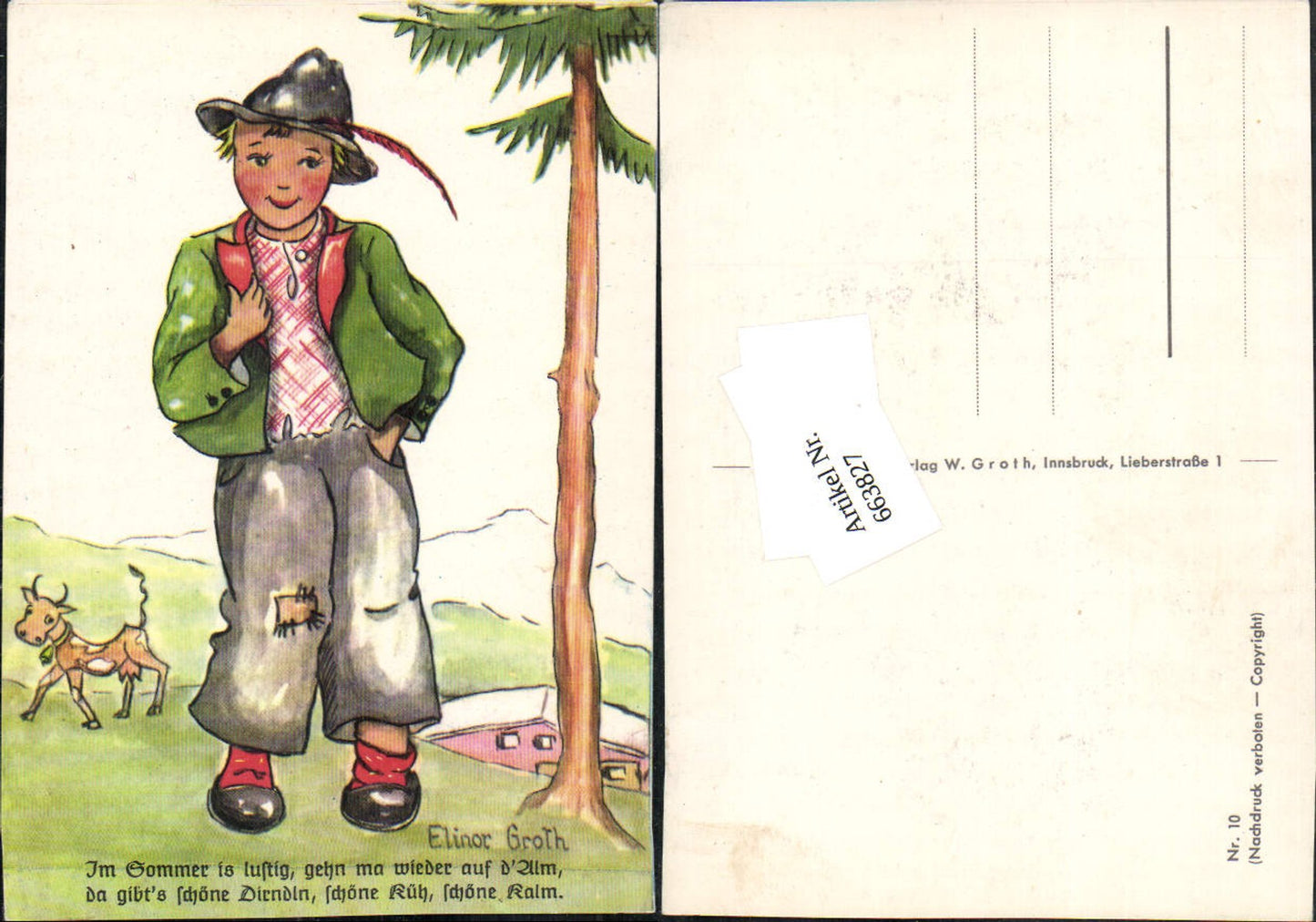663827,Künstler AK Elinor Groth Kinder Mädchen Kind Tracht