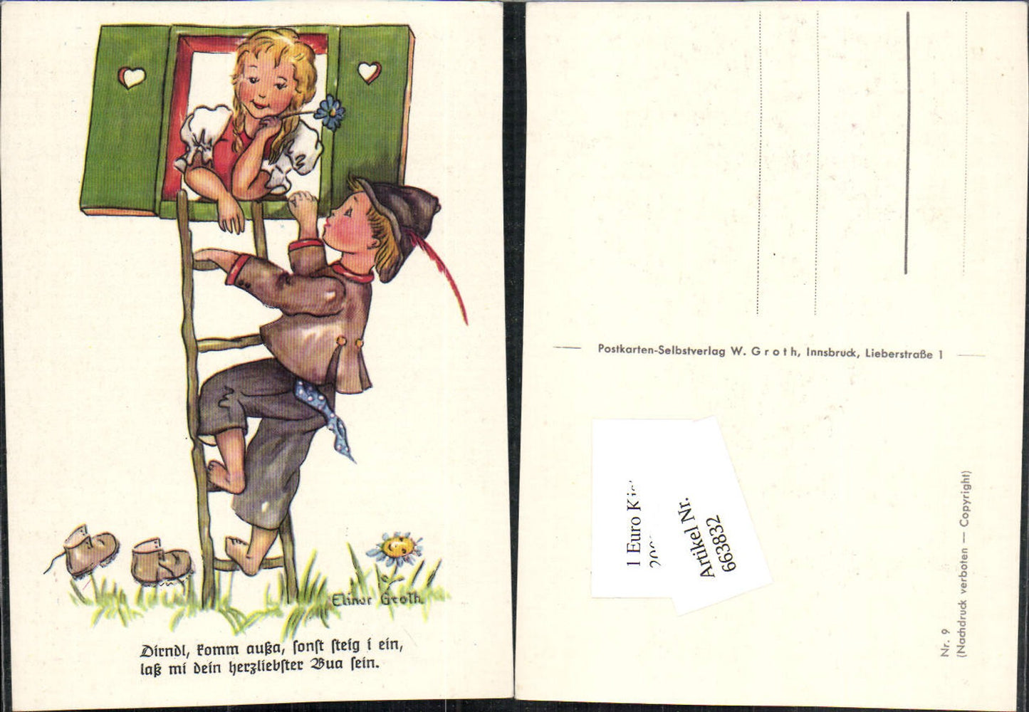 663832,Künstler AK Elinor Groth Kinder Mädchen Kind Tracht