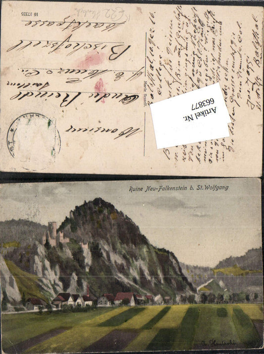 663877,Künstler AK A. Hentschi Ruine Neu-Falkenstein b. St. Wolfgang