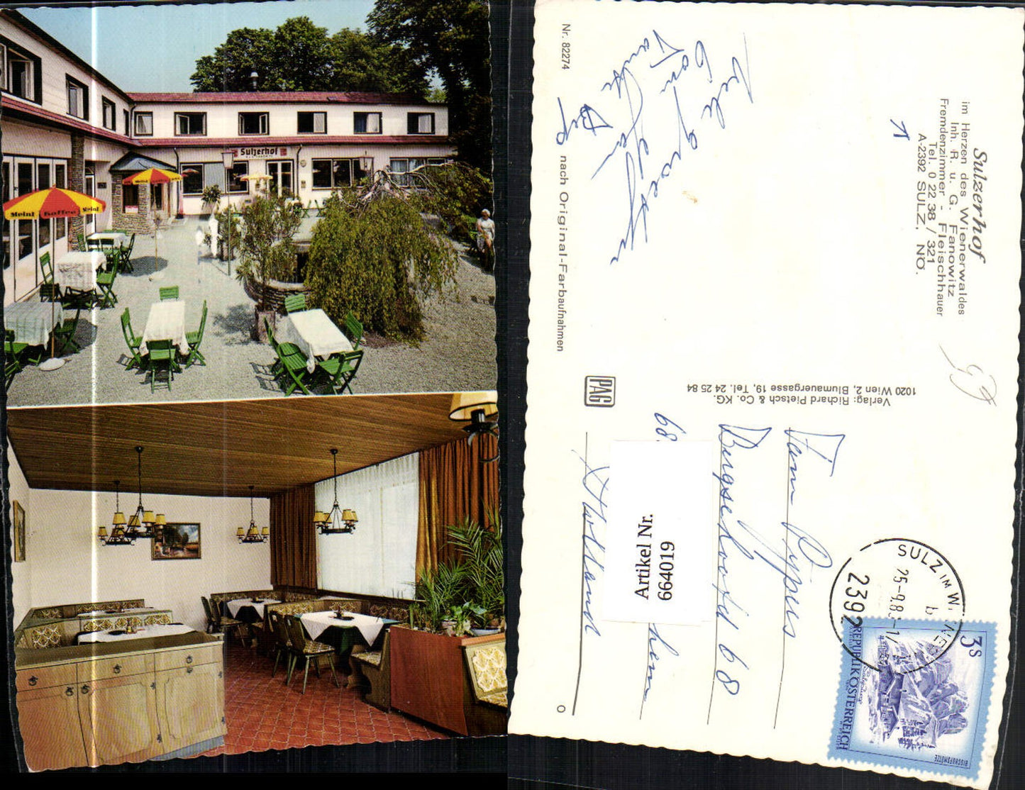 664019,Mehrbild Ak Sulzerhof Sulz im Wienerwald Gastgarten