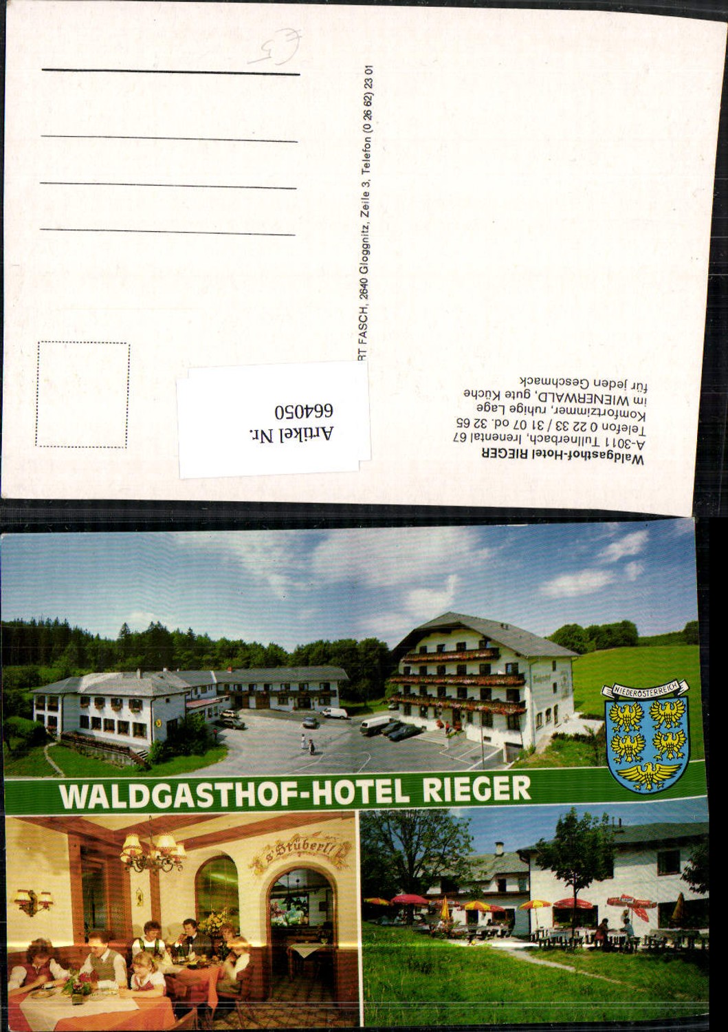 664050,Mehrbild Ak Tullnerbach Waldgasthof Hotel Rieger