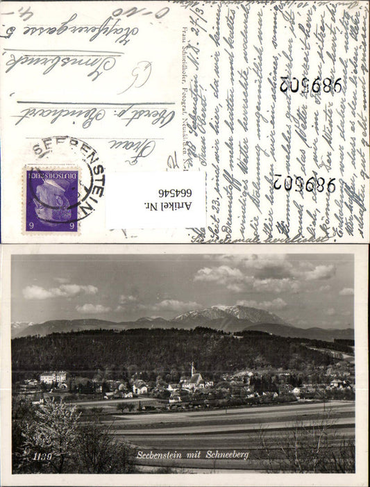664546,Foto Ak Seebenstein mit Schneeberg