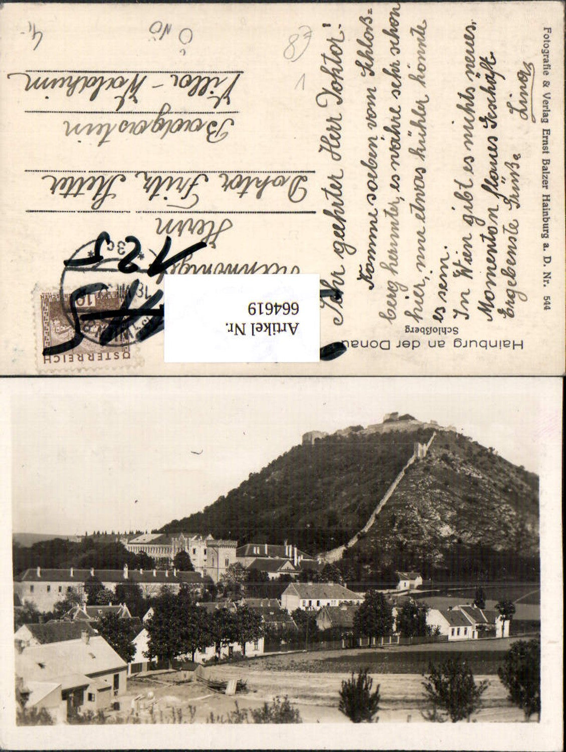 664619,Foto Ak Hainburg a. d. Donau Schlossberg pub Ernst Balzer 544