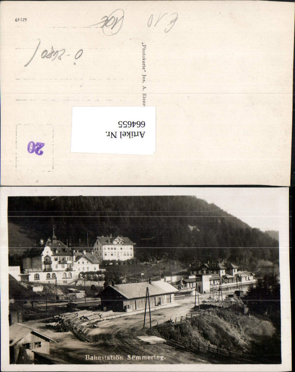 664655, photo postcard Semmering train station