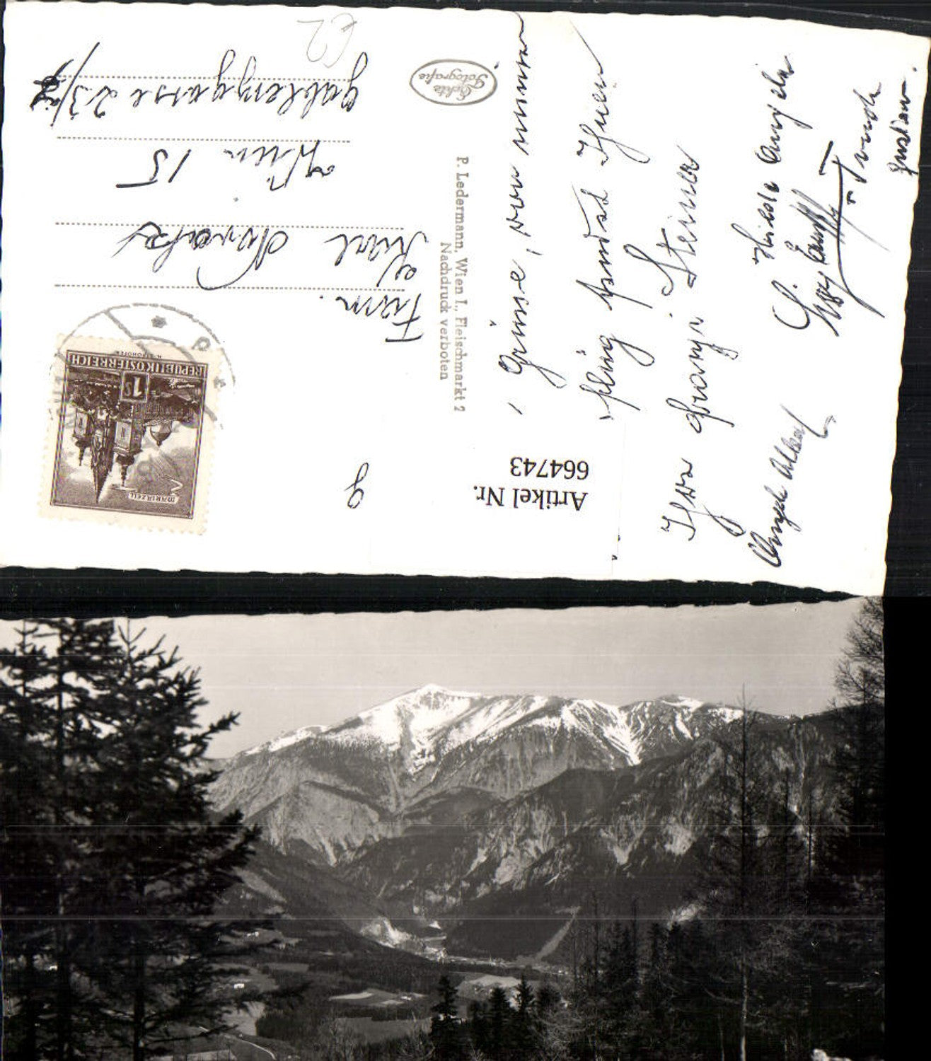 664743,Foto Ak Prein Reichenau an der Rax Blick v. Schneebergbankerl a. Kreuzberg