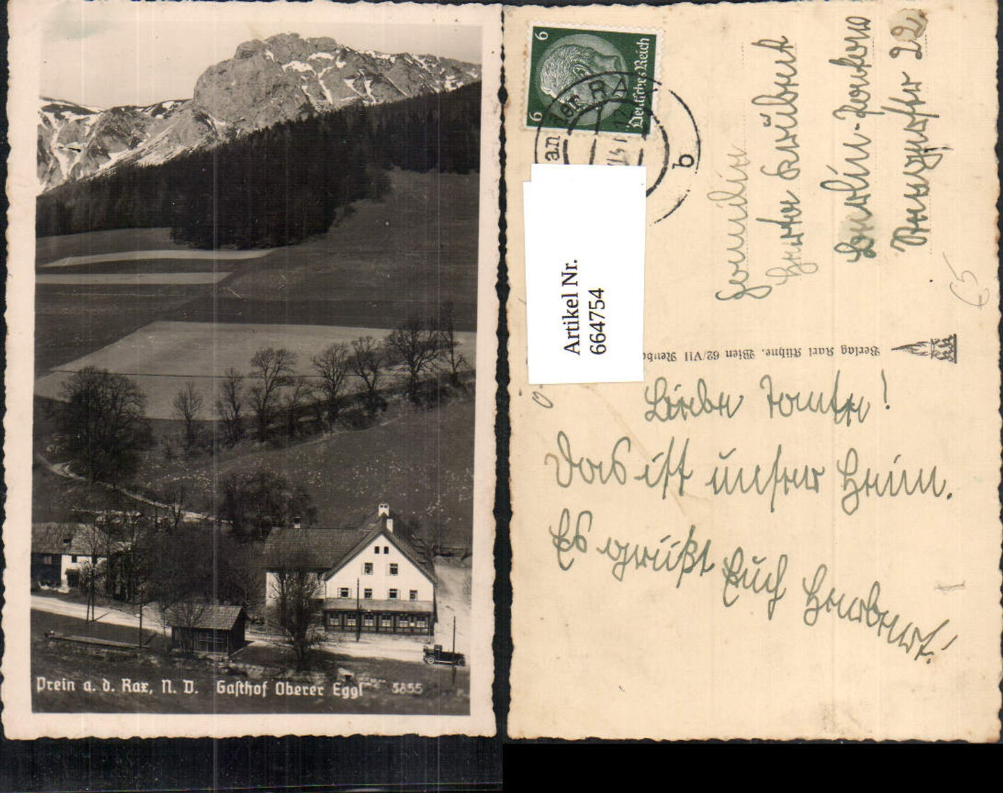 664754,Foto Ak Prein Reichenau a. d. Rax Gasthof Oberer Eggl